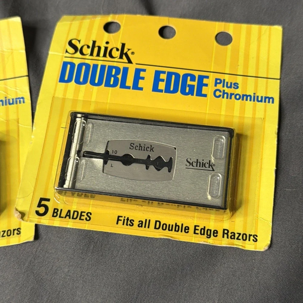 Vtg Schick Plus Platinum Double Edge Razor Blades Lot of 2 Packs 5x NOS
